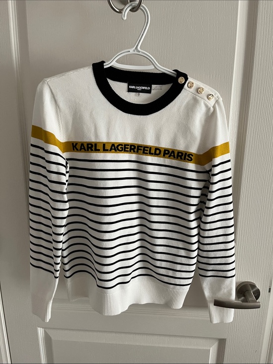Karl Lagerfeld Sweaters - Karl Lagerfeld Black & White Rib-Knit Crewneck Sweater